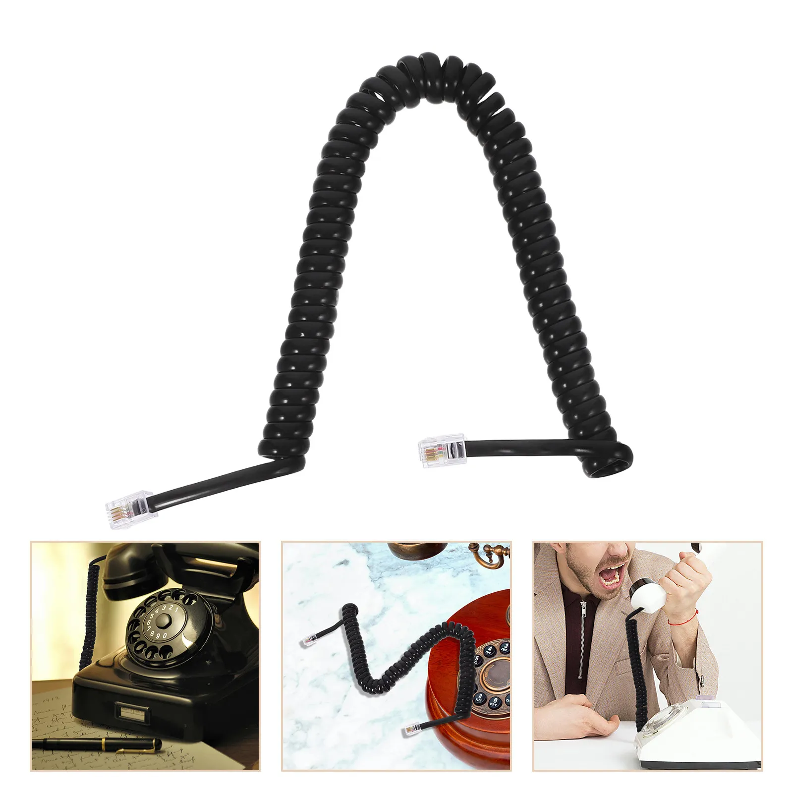 Telephone Line Cord Curly Phone Receiver Cable Black Landline Extension Coil Cord Office Home Partner Accessory 2M
Telephone Line Cord Curly Phone Receiver Cable Black Landline Extension Coil Cord Office Home Partner Accessory 2M