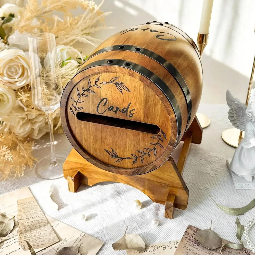 Wedding Card Box Wooden Rustic Barrel Money Gift Holder with Base Large Capacity Wedding Reception Party Decor Card Box
Wedding Card Box Wooden Rustic Barrel Money Gift Holder with Base Large Capacity Wedding Reception Party Decor Card Box