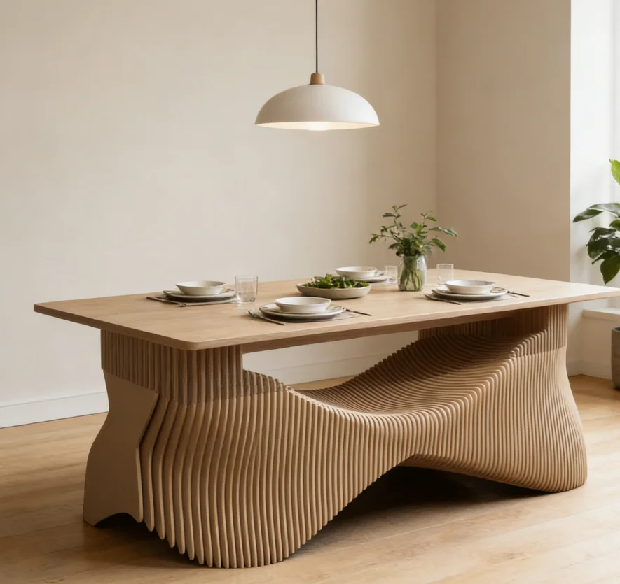 !@Wooden Dining Table Base Wave Layered Design Solid Wood Construction Curved Shape for Home Restaurant
!@Wooden Dining Table Base Wave Layered Design Solid Wood Construction Curved Shape for Home Restaurant