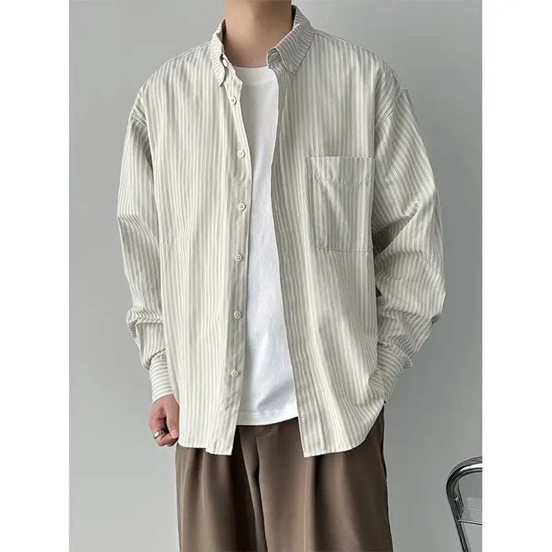 Мужская повседневная полосатая рубашка больших размеров с длинным рукавом, осенне-зимняя верхняя одежда из полиэстера, приятная для кожи, дышащая, стандартного кроя
Мужская повседневная полосатая рубашка больших размеров с длинным рукавом, осенне-зимняя верхняя одежда из полиэстера, приятная для кожи, дышащая, стандартного кроя