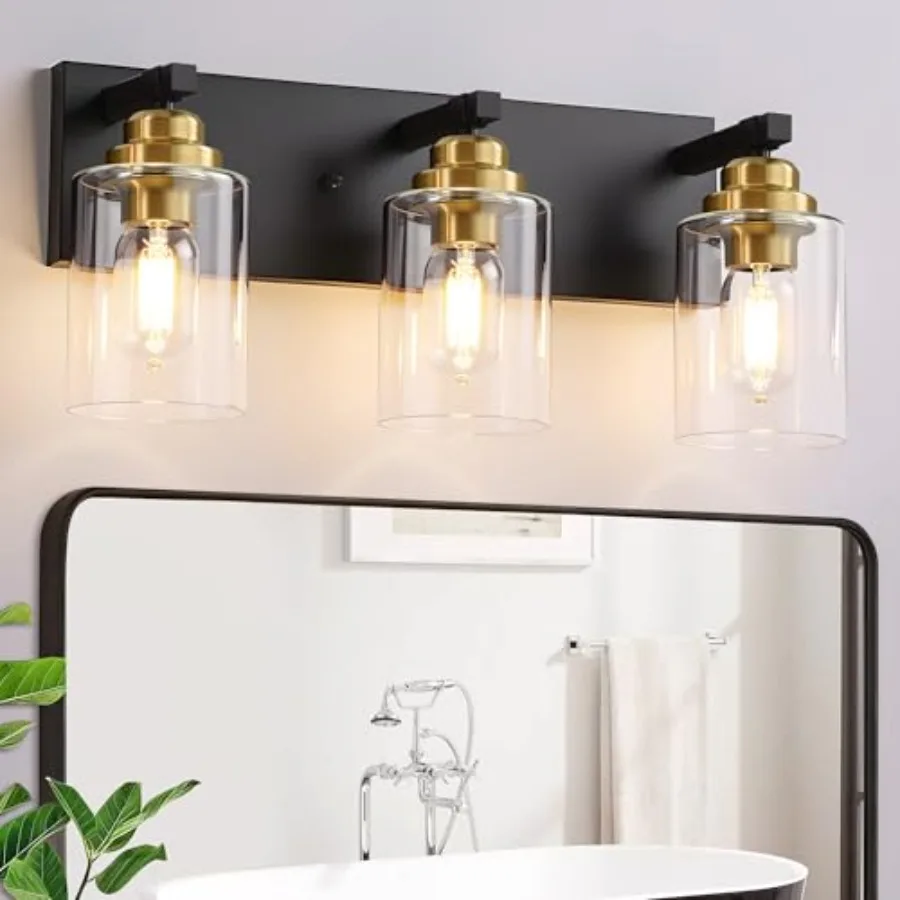 Bathroom Light Fixture, 3 Light Brushed Gold Vanity Light, 18.8" Modern Farmhouse Bathroom Lighting Fixtures Over Mirror, with
Bathroom Light Fixture, 3 Light Brushed Gold Vanity Light, 18.8" Modern Farmhouse Bathroom Lighting Fixtures Over Mirror, with