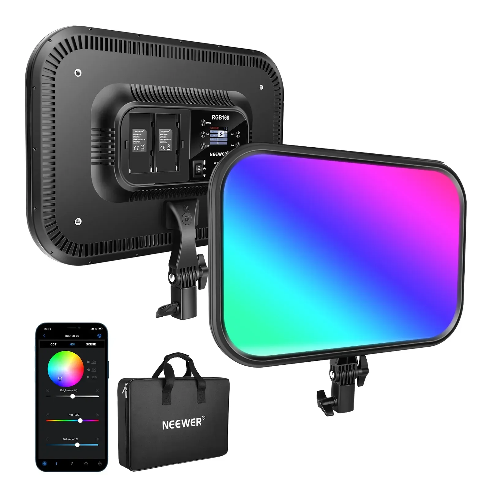 NEEWER 18.3" RGB LED Video Light Panel With APP Control, 360°Full Color, 1 Pack 60W Dimmable 2500K~8500K RGB LED Panel CRI/TLCI
NEEWER 18.3" RGB LED Video Light Panel With APP Control, 360°Full Color, 1 Pack 60W Dimmable 2500K~8500K RGB LED Panel CRI/TLCI