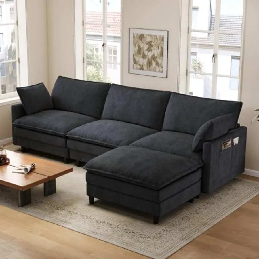 L-Shaped Modular Sectional Sofa, 3-Seater Cloud Couch with Movable Ottoman, Deep Seat Chenille Upholstery, USB and Type-C Charg
L-Shaped Modular Sectional Sofa, 3-Seater Cloud Couch with Movable Ottoman, Deep Seat Chenille Upholstery, USB and Type-C Charg