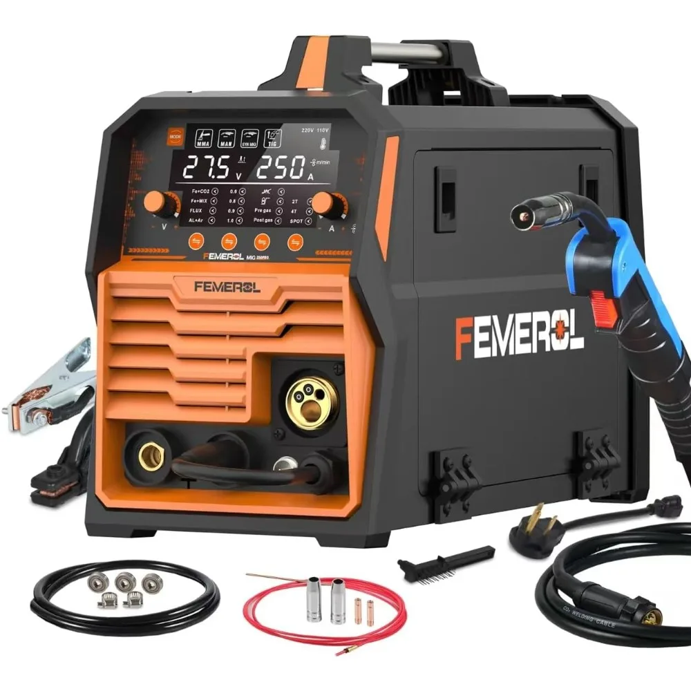 250A MIG Welder,6 in 1 Gas MIG/Gasless Flux Core/Stick/Lift TIG/Spot Welding/Spool Gun Compatible Aluminum Welding
250A MIG Welder,6 in 1 Gas MIG/Gasless Flux Core/Stick/Lift TIG/Spot Welding/Spool Gun Compatible Aluminum Welding