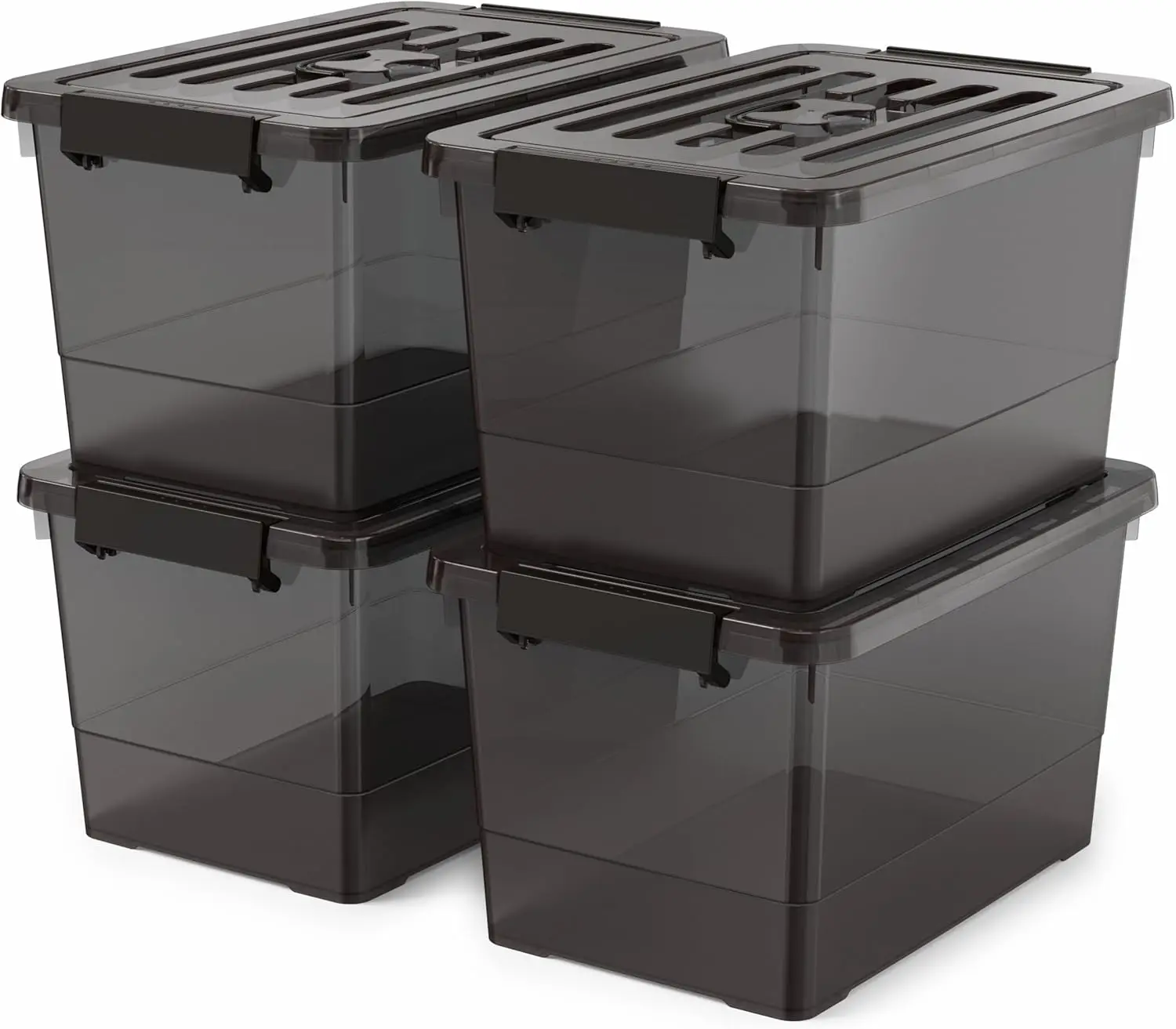 17 Qt Stackable Storage Bins with Lids, Black Clear Locking Plastic Storage Containers with Latches
17 Qt Stackable Storage Bins with Lids, Black Clear Locking Plastic Storage Containers with Latches