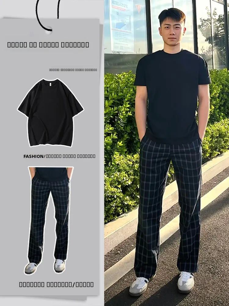 Американский ретро-комплект для мужчин: летний повседневный спортивный костюм с клетчатыми брюками, молодежный стиль, длинные брюки.
Американский ретро-комплект для мужчин: летний повседневный спортивный костюм с клетчатыми брюками, молодежный стиль, длинные брюки.