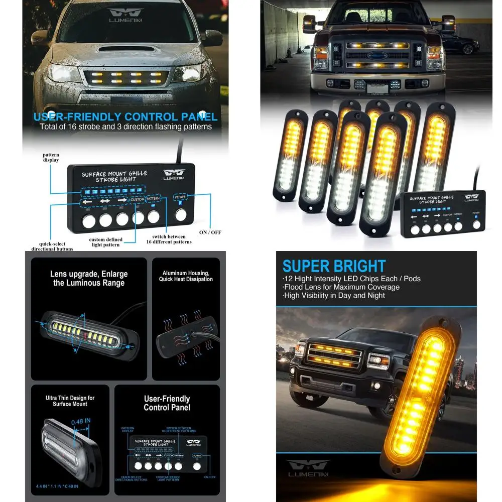 8-Piece Amber LED Strobe Lights Kit with Controller for Vehicle Emergency Warning Systems
8-Piece Amber LED Strobe Lights Kit with Controller for Vehicle Emergency Warning Systems