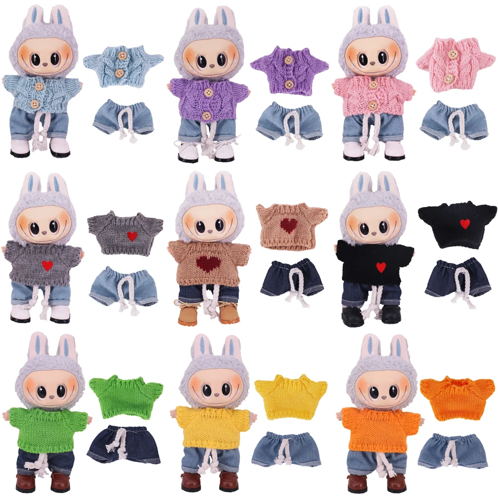 Sweater+Jeans For 17cm Labubu Doll Clothes Solid Color Handmade Knitted Top Idol Star Doll Accessories Plush Toy Decoration,Gift
Sweater+Jeans For 17cm Labubu Doll Clothes Solid Color Handmade Knitted Top Idol Star Doll Accessories Plush Toy Decoration,Gift