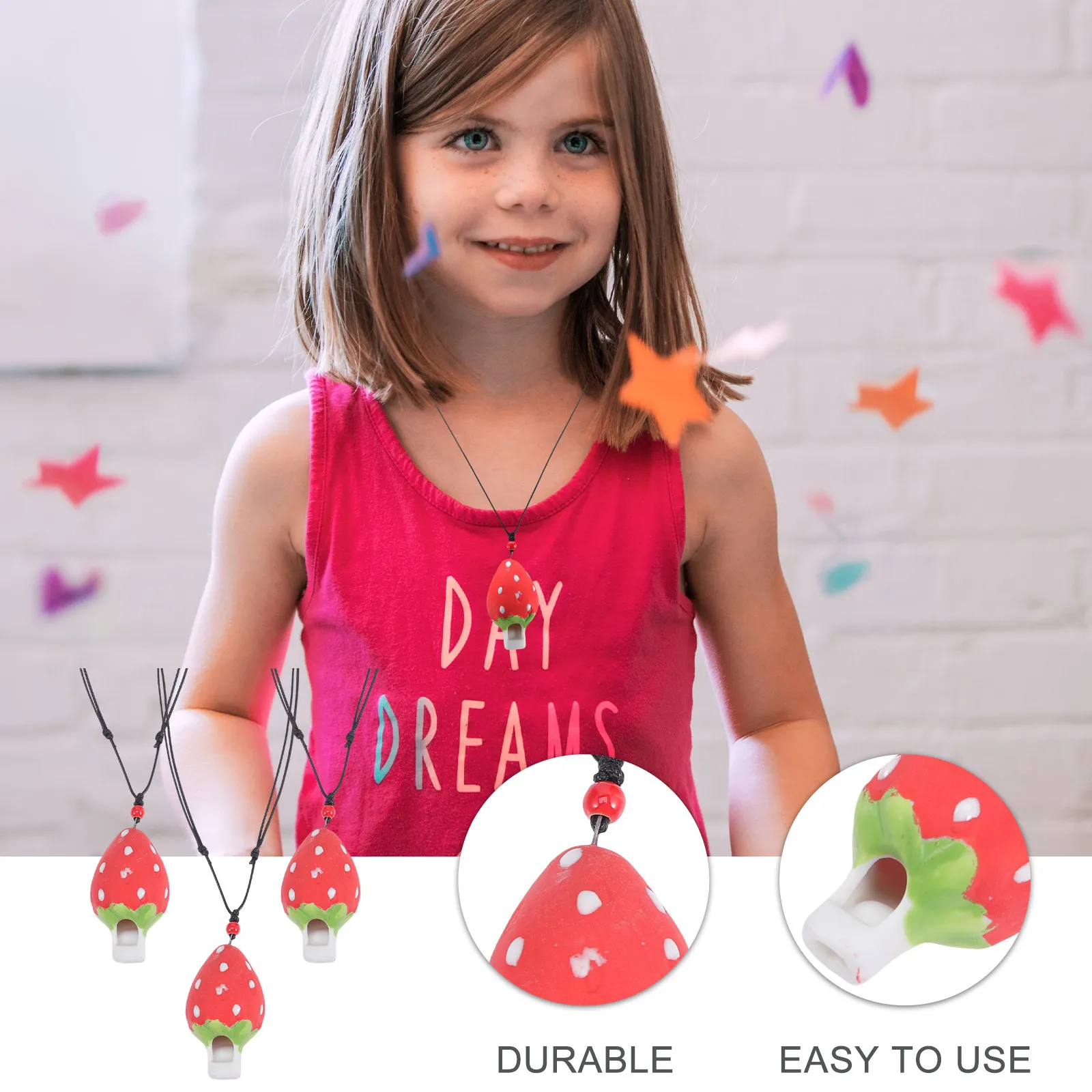 3Pcs Ceramic Kids Whistle Necklaces Strawberry Shape Safe Musical Instruments Gifts for Toddlers Early Learning Children Fun
3Pcs Ceramic Kids Whistle Necklaces Strawberry Shape Safe Musical Instruments Gifts for Toddlers Early Learning Children Fun