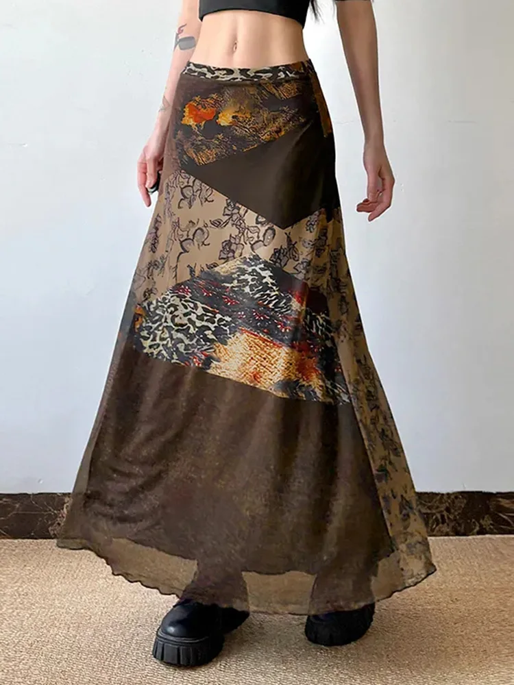 Длинная юбка в стиле Харадзюку с цветочным принтом и сеткой, женская, винтажная, уличная мода, облегающая, летняя, американская, с завышенной талией, пэчворк, ретро
Длинная юбка в стиле Харадзюку с цветочным принтом и сеткой, женская, винтажная, уличная мода, облегающая, летняя, американская, с завышенной талией, пэчворк, ретро