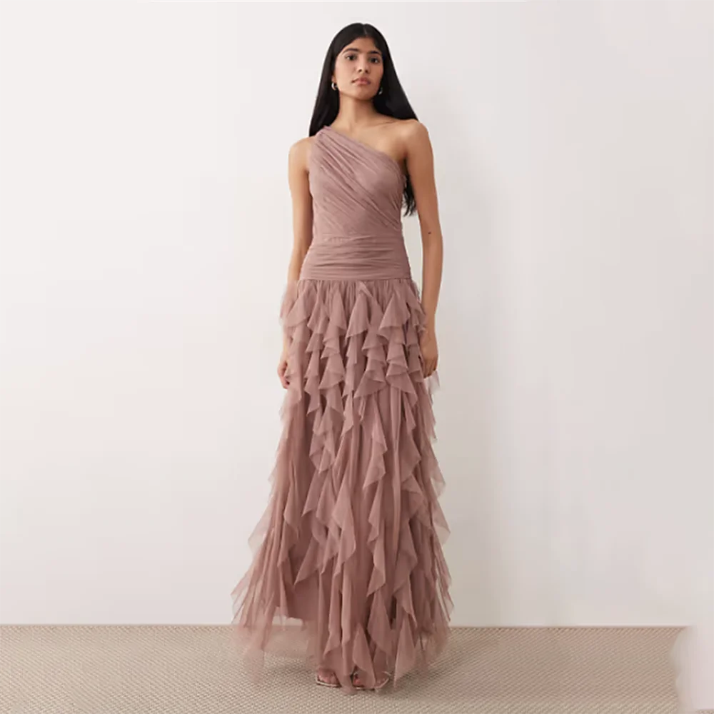 Women's Formal Evening Gowns One Shoulder Tulle Ruffle Sleeveless Evening Dresses Elegant Party Prom Wedding Guest Formal Dress
Women's Formal Evening Gowns One Shoulder Tulle Ruffle Sleeveless Evening Dresses Elegant Party Prom Wedding Guest Formal Dress