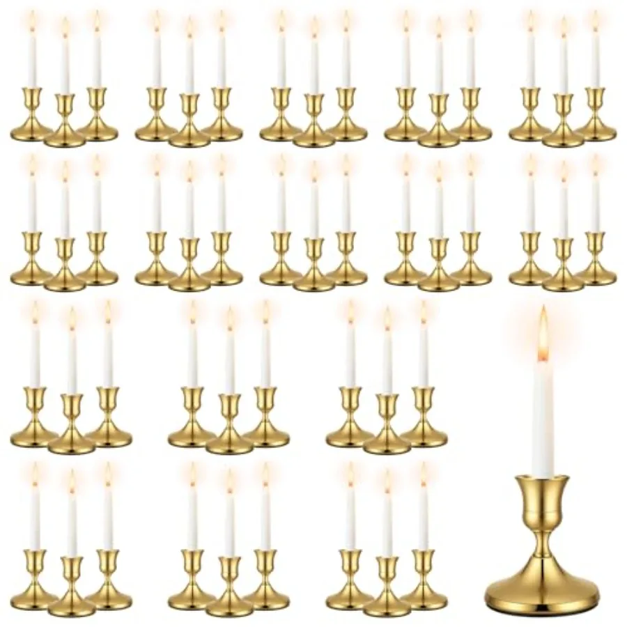 48 Pack Brass Gold Taper Candle Holders Set - Vintage Metal Candlestick Holders Set Candle Holder for Table Centerpiece, Weddin
48 Pack Brass Gold Taper Candle Holders Set - Vintage Metal Candlestick Holders Set Candle Holder for Table Centerpiece, Weddin