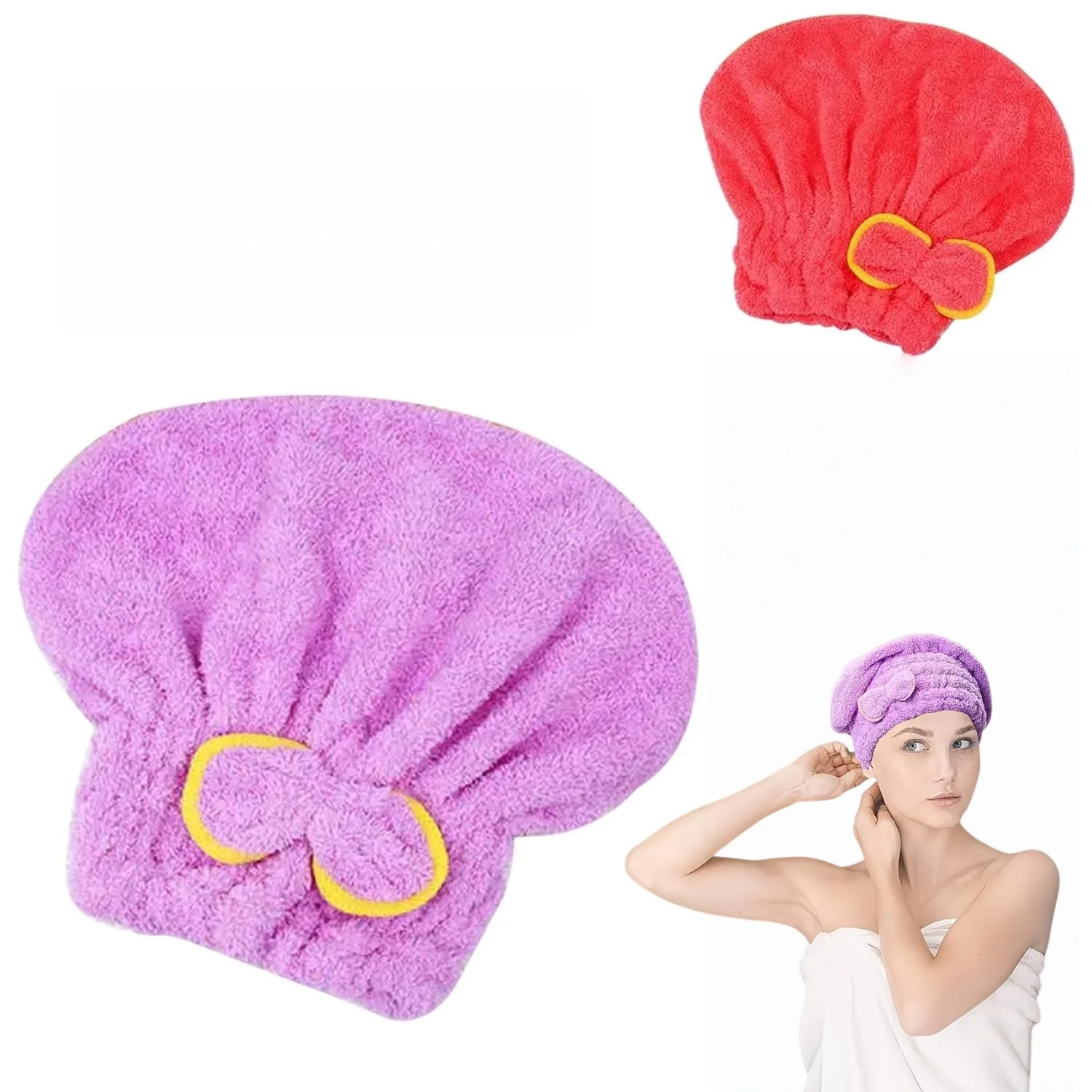 Lightweight Quick Dry Microfiber Hair Turban Wrap 2 Count, Easy On Soft Absorbent Shower Cap for Women’s Long & Short Wet Hair, Convenient Bath, Salon and Travel Accessory in Purple and Red
Lightweight Quick Dry Microfiber Hair Turban Wrap 2 Count, Easy On Soft Absorbent Shower Cap for Women’s Long & Short Wet Hair, Convenient Bath, Salon and Travel Accessory in Purple and Red