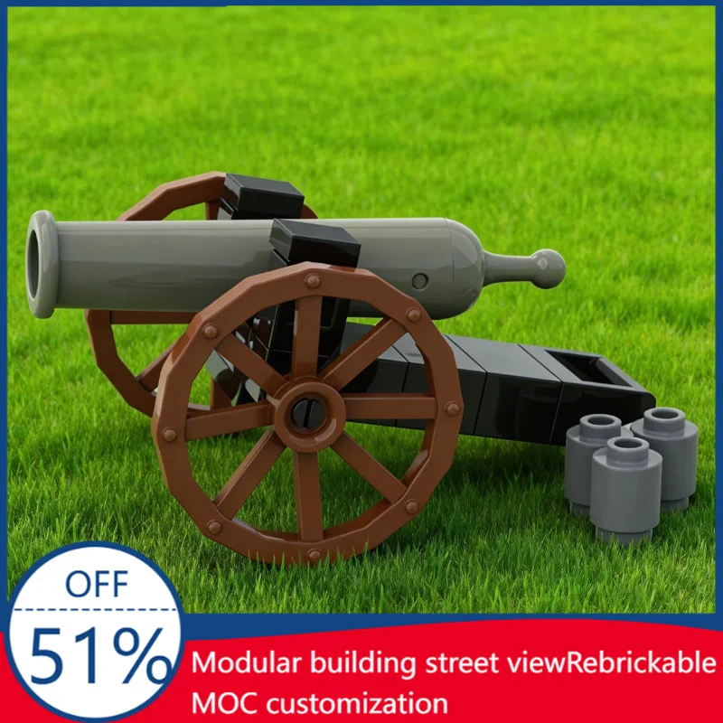 19 PCS MOC Medieval Cannon Display Model DIY Customize Building Block Technology Assembly Creative Type Toy Kid Birthday Gifts
19 PCS MOC Medieval Cannon Display Model DIY Customize Building Block Technology Assembly Creative Type Toy Kid Birthday Gifts