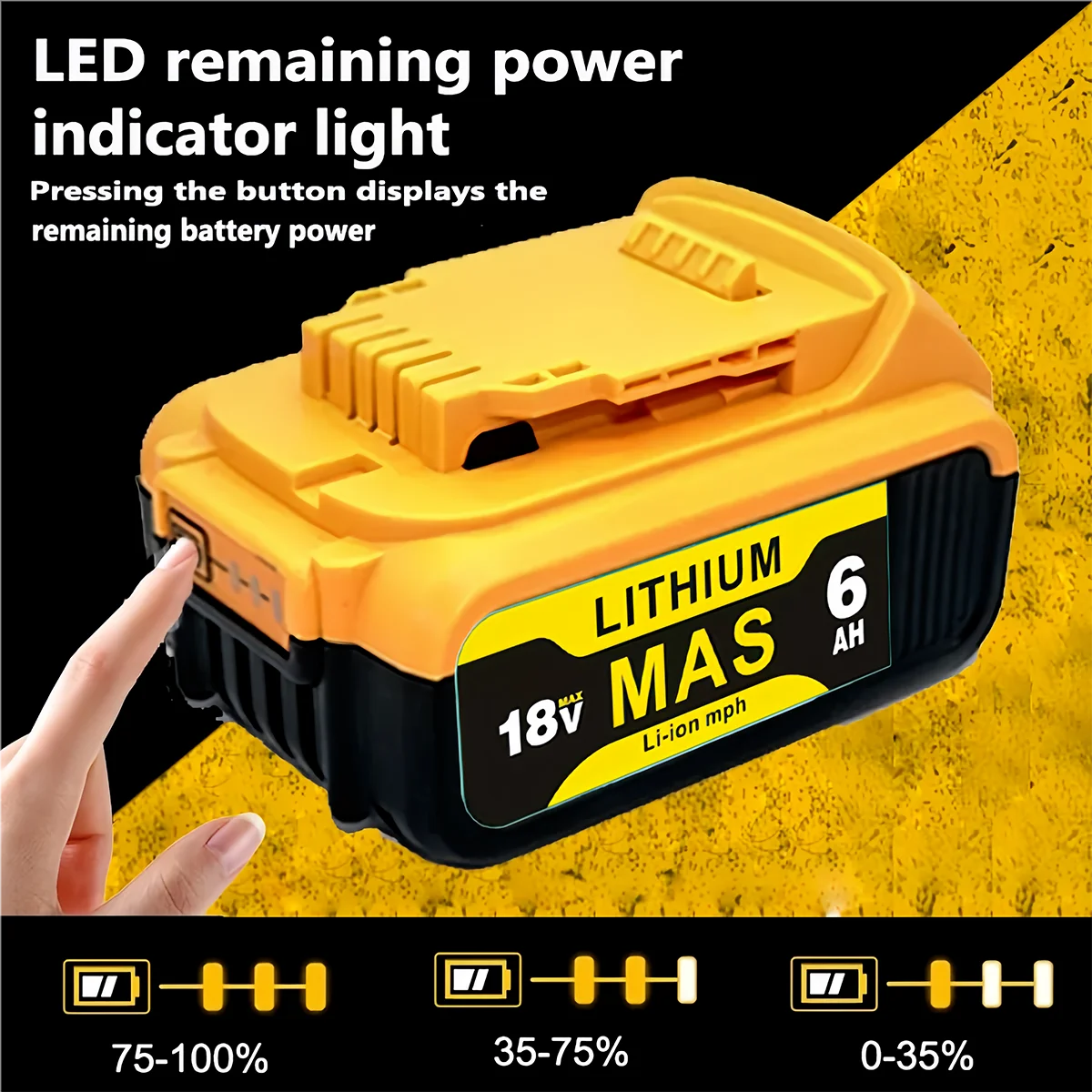 For-Dewalt brushless wireless tool battery compatible with 18V-20V all models,12AH large capacity 18650 lithium-ion battery 
For-Dewalt brushless wireless tool battery compatible with 18V-20V all models,12AH large capacity 18650 lithium-ion battery
