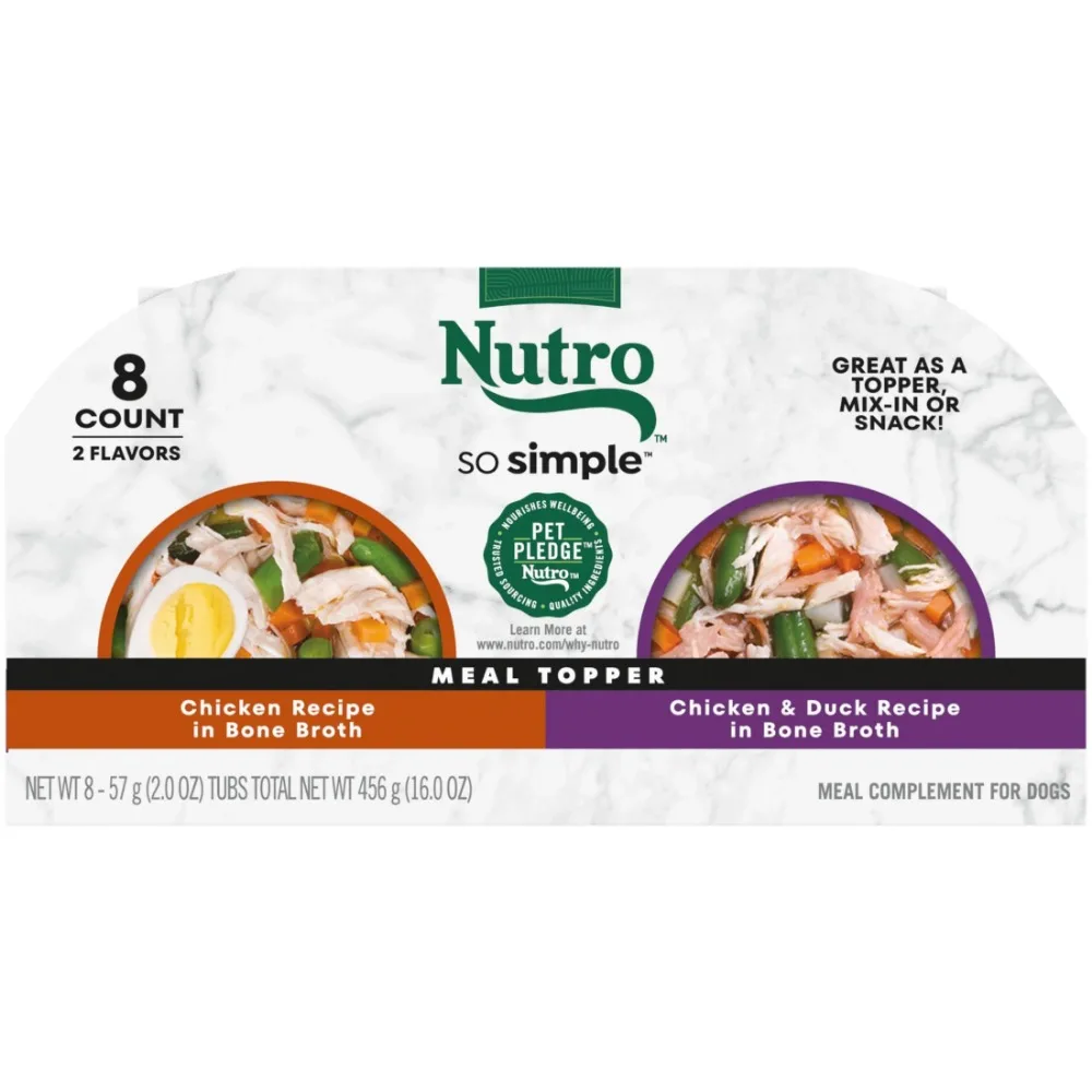 Nutro So Simple Chicken And Chicken & Duck Recipes Wet Dog Food, 2 Oz Trays, Variety Pack Of 8
Nutro So Simple Chicken And Chicken & Duck Recipes Wet Dog Food, 2 Oz Trays, Variety Pack Of 8