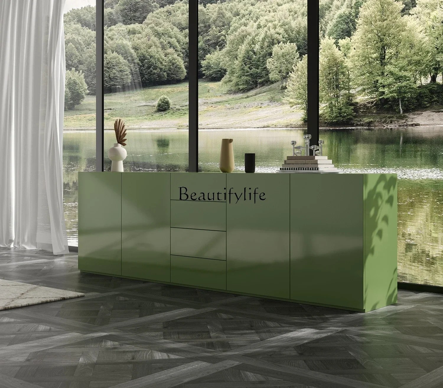 New Italian minimalist green dining side cabinet light luxury paint entrance storage storage cabinet
New Italian minimalist green dining side cabinet light luxury paint entrance storage storage cabinet