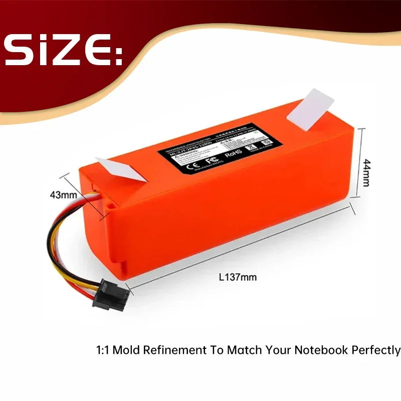 12800mAh 18650 battery XM-S50 14.4V battery replacement suitable for Xiaomi Roborock S55 S60 S65 S50 S51 S5 MAX S6
12800mAh 18650 battery XM-S50 14.4V battery replacement suitable for Xiaomi Roborock S55 S60 S65 S50 S51 S5 MAX S6
