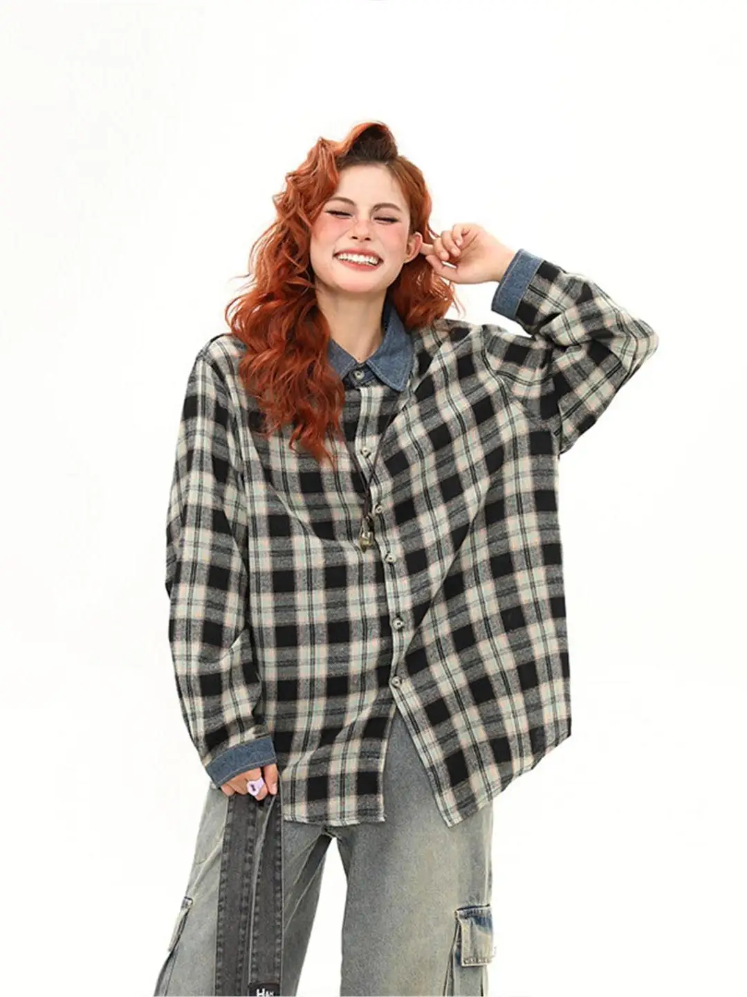 American Sle Plaid Long Sve Loose Fit Jeans Collar irt ex Retro Vintage Brand Youthful Wear Spring Season Polyeste...
American Sle Plaid Long Sve Loose Fit Jeans Collar irt ex Retro Vintage Brand Youthful Wear Spring Season Polyeste...