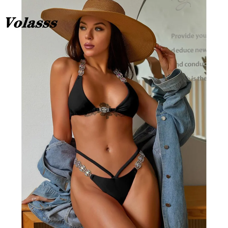 Sexy Crystal Swimsuit Women 2024 Solid Color Strap Bikini Diamond Halter Swimwear Female Plus Size Two Pieces Bathing Suit Swim
Sexy Crystal Swimsuit Women 2024 Solid Color Strap Bikini Diamond Halter Swimwear Female Plus Size Two Pieces Bathing Suit Swim