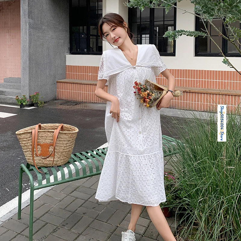 Elegant White Shawl Collar Dress for Women 2024 Summer Thin Short Sleeve Hollow Out Slim Fit Casual Korean Mid-long Dresses 2823
Elegant White Shawl Collar Dress for Women 2024 Summer Thin Short Sleeve Hollow Out Slim Fit Casual Korean Mid-long Dresses 2823