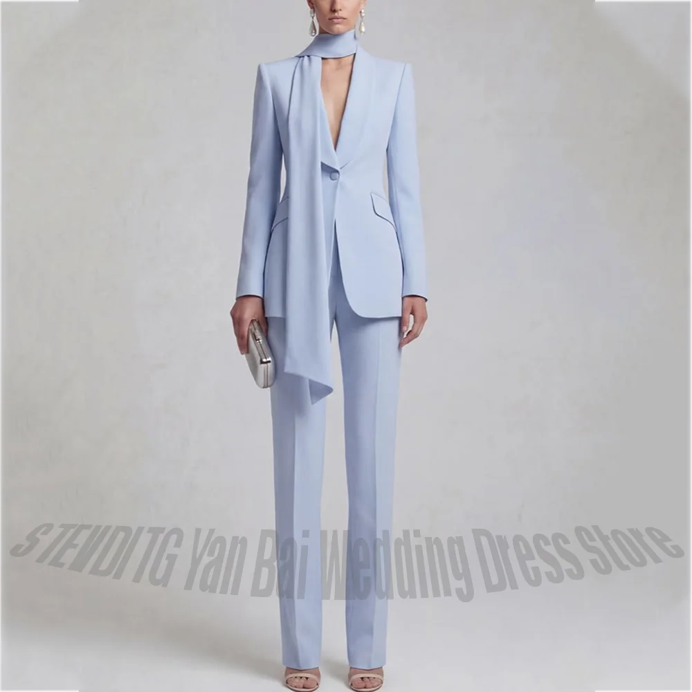 Chic Elegant Women‘s Pants Suit Two Piece Single Button Shawl Lapel Blazer with Draped Scarf Slim Work Office Business Outfit
Chic Elegant Women‘s Pants Suit Two Piece Single Button Shawl Lapel Blazer with Draped Scarf Slim Work Office Business Outfit