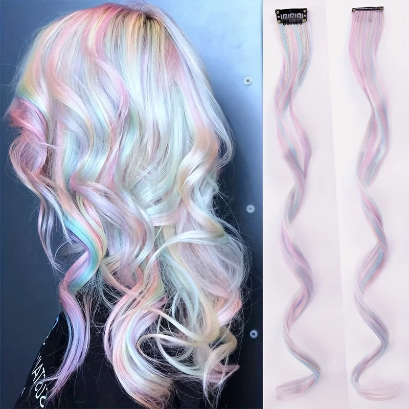 22 Inch Colored Wavy Hair Extensions Clip In Synthetic Curly Hairpieces Party Highlight Colorful Wavy Curly Hair Extensions
22 Inch Colored Wavy Hair Extensions Clip In Synthetic Curly Hairpieces Party Highlight Colorful Wavy Curly Hair Extensions