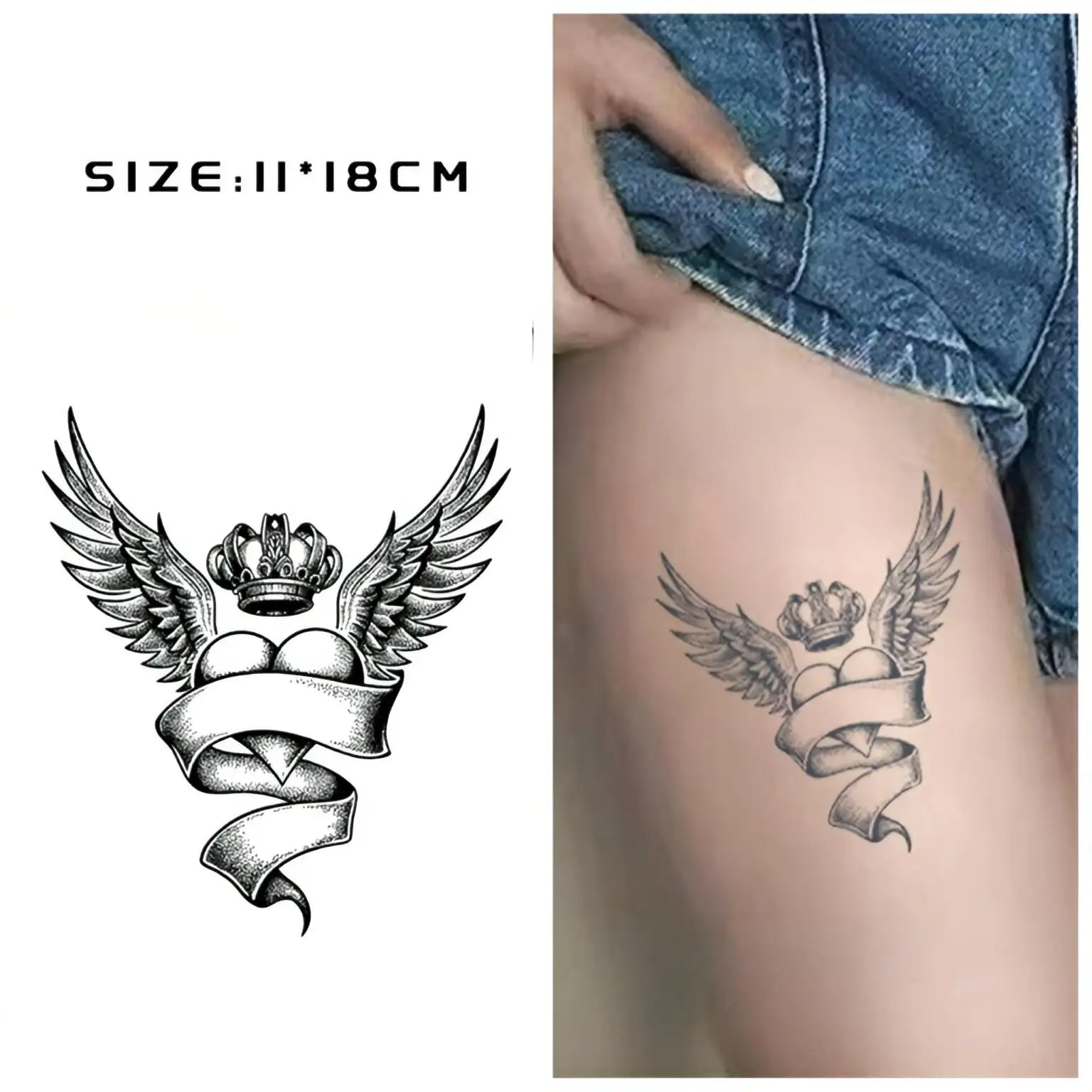 crown wings Temporary Tattoos,Tattoo Stickers,Waterproof Long-Lasting 15 Days,Semi-Permanent Fake Tattoo,body art
crown wings Temporary Tattoos,Tattoo Stickers,Waterproof Long-Lasting 15 Days,Semi-Permanent Fake Tattoo,body art