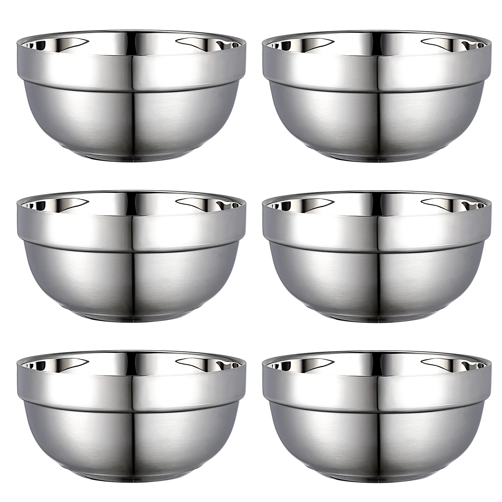 6Pcs Stainless Steel Anti-Scald Bowls Double Layer Insulation Safe 13cm Home Restaurant Kitchen Tableware
6Pcs Stainless Steel Anti-Scald Bowls Double Layer Insulation Safe 13cm Home Restaurant Kitchen Tableware
