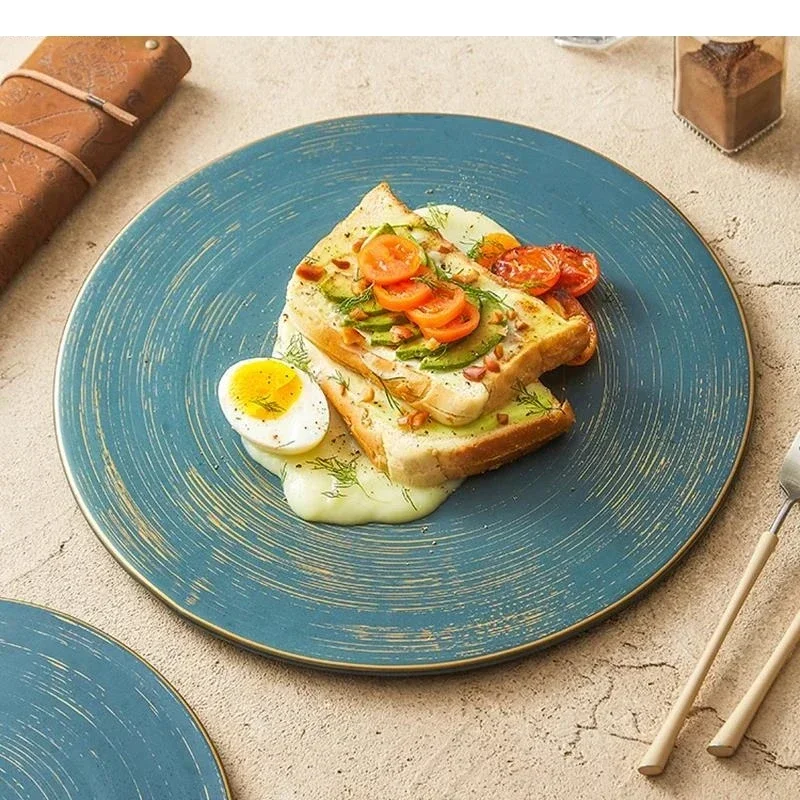 Retro Gold Edged Ceramic Flat Plate Circular Dessert Sushi Snack Pasta Plates Molecular Cuisine Specialty Tableware
Retro Gold Edged Ceramic Flat Plate Circular Dessert Sushi Snack Pasta Plates Molecular Cuisine Specialty Tableware