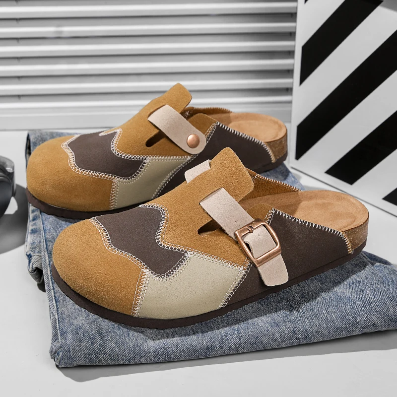 Quality Cow Suede Mules Man Brown Sewing Half Shoes For Man Indoor Platform Men's Cork Slippers Closed-toe Couple Casual Sandals
Quality Cow Suede Mules Man Brown Sewing Half Shoes For Man Indoor Platform Men's Cork Slippers Closed-toe Couple Casual Sandals