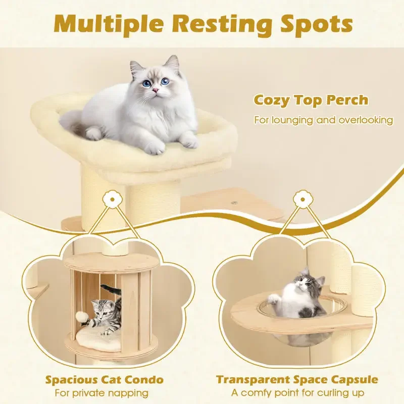 71 Inch Tall Cat Tree Wooden Cat Tower with Cozy Perch Condo Space Capsule-Natural
71 Inch Tall Cat Tree Wooden Cat Tower with Cozy Perch Condo Space Capsule-Natural