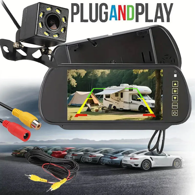 7inch Mirror Monitor+8LED Backup Camera Set Parking Assistant Vehicle Night Vision with 6m Video Cable - Universal Fit for Truck
7inch Mirror Monitor+8LED Backup Camera Set Parking Assistant Vehicle Night Vision with 6m Video Cable - Universal Fit for Truck