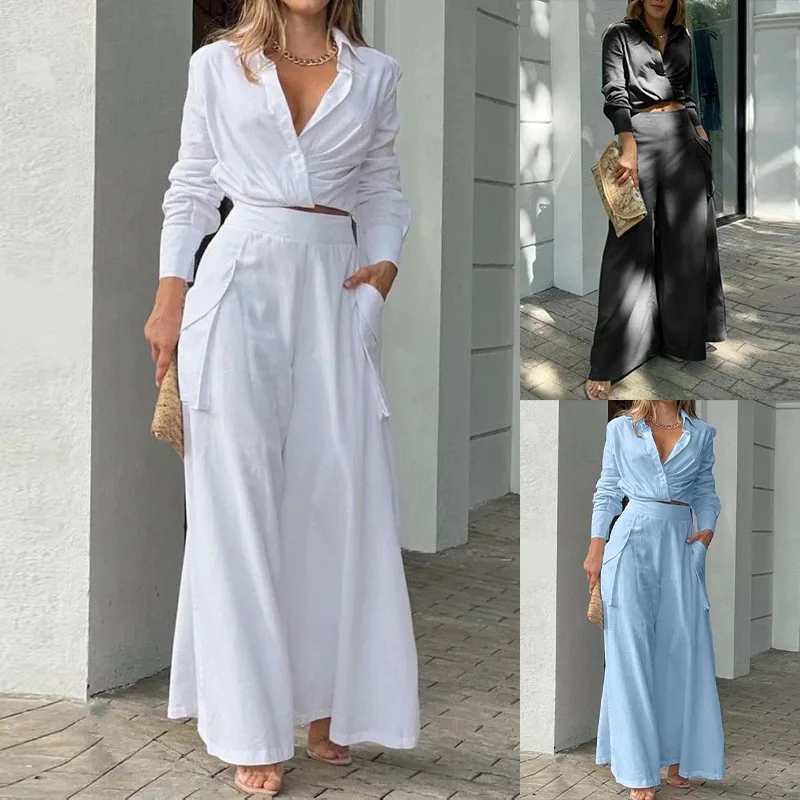Spring Women's Clothing Elegant Solid Color Long Sleeve Pocket Two Piece Set Polyester Casual Long Pants Suit For Women
Spring Women's Clothing Elegant Solid Color Long Sleeve Pocket Two Piece Set Polyester Casual Long Pants Suit For Women