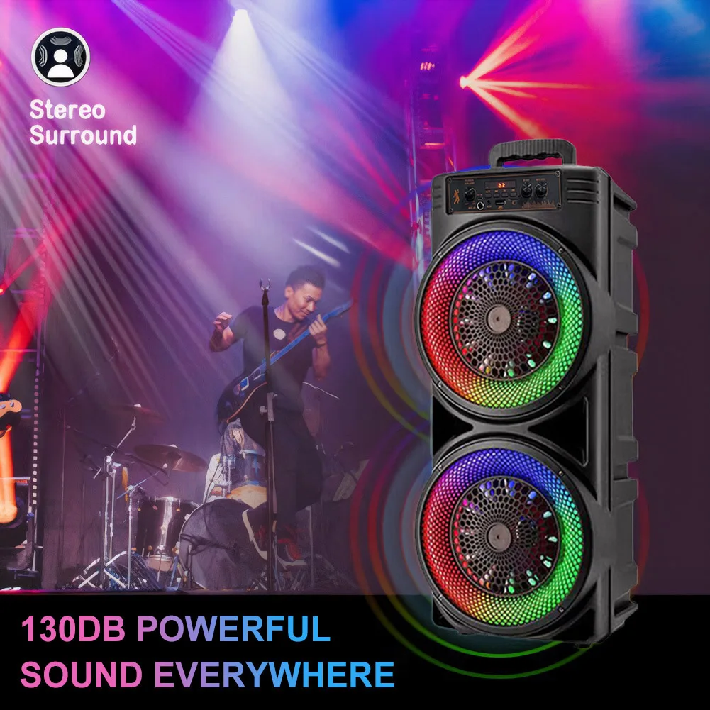 For Party Bluetooth Speaker Double Subwoofer Loud Boombox with Deep Bass Lights Outdoor BT Speaker for Celebration Accessories
For Party Bluetooth Speaker Double Subwoofer Loud Boombox with Deep Bass Lights Outdoor BT Speaker for Celebration Accessories
