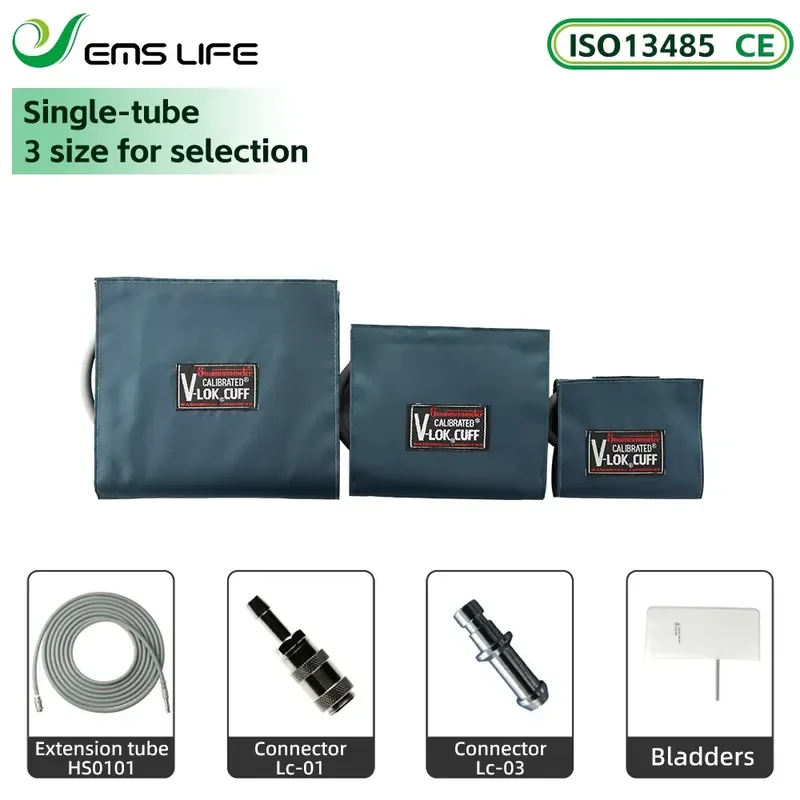EMSLIFE NIBP Pressure Cuff 5-Size Set with Nylon Coat & TPU Bladder Non Sterile Adapter Tube for V-Lock Series BP
EMSLIFE NIBP Pressure Cuff 5-Size Set with Nylon Coat & TPU Bladder Non Sterile Adapter Tube for V-Lock Series BP
