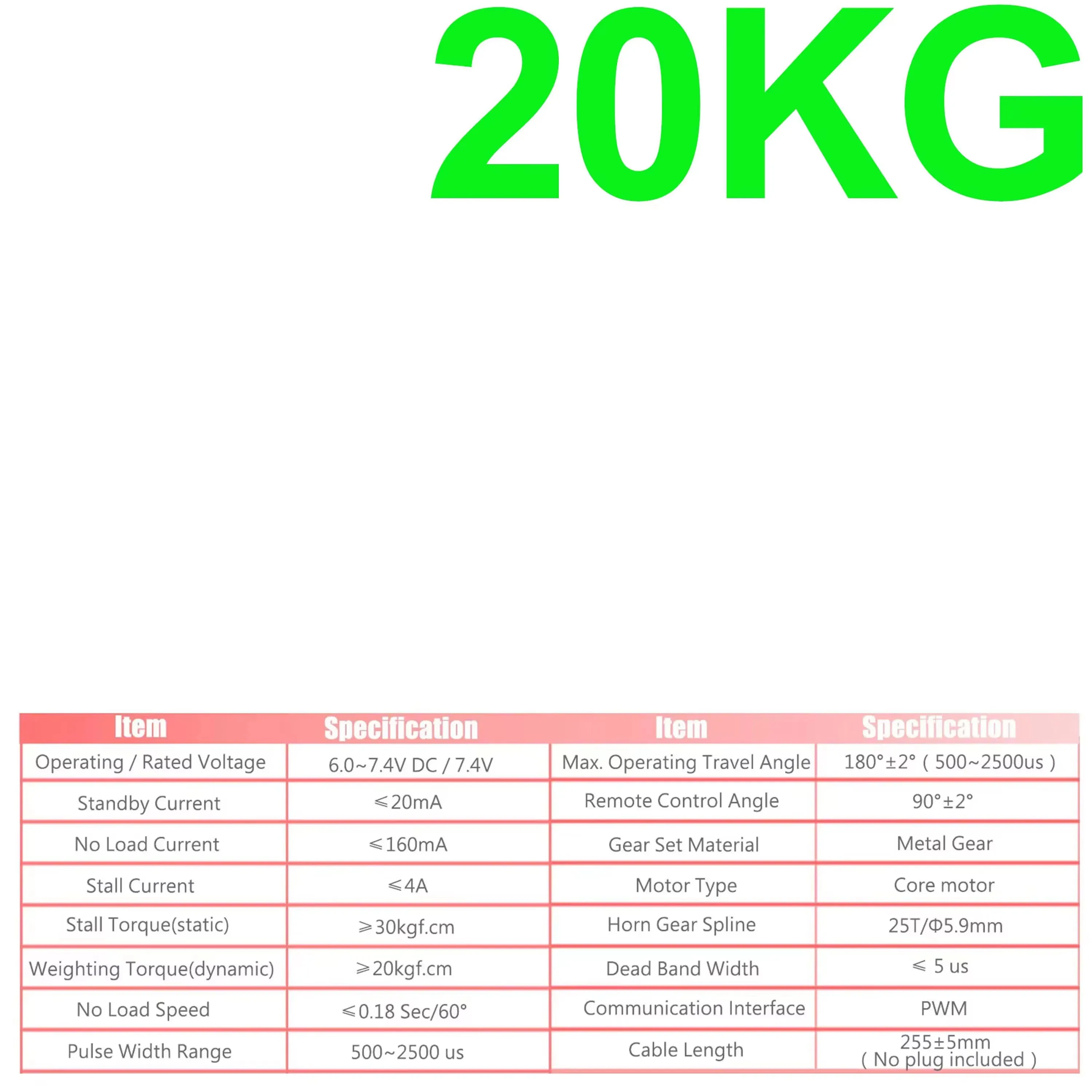 DSPOWER 20KG Digital Servo 180/300 Degree Metal Gear for 1/8 1/10 RC Car Robot Crawler Toy Axial Scx10 TRX4 TRX6 Wltoy Model
DSPOWER 20KG Digital Servo 180/300 Degree Metal Gear for 1/8 1/10 RC Car Robot Crawler Toy Axial Scx10 TRX4 TRX6 Wltoy Model