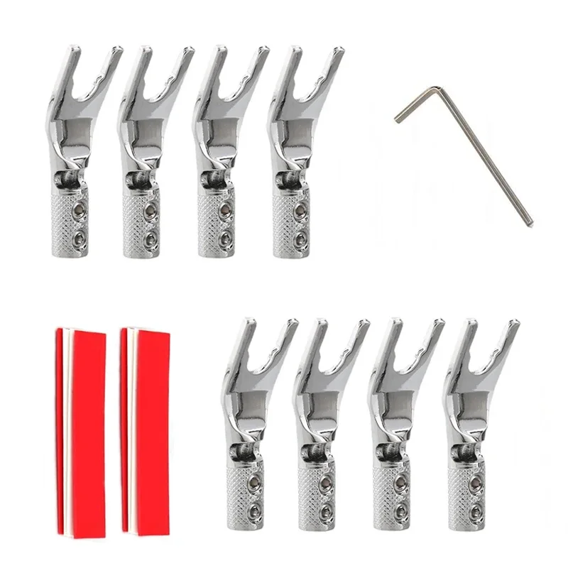8PCS Pure Copper Y Spade Connector Plug Gold/Rhodium Plated Fork Speaker Cable Jack Loudspeaker Cable Connector
8PCS Pure Copper Y Spade Connector Plug Gold/Rhodium Plated Fork Speaker Cable Jack Loudspeaker Cable Connector