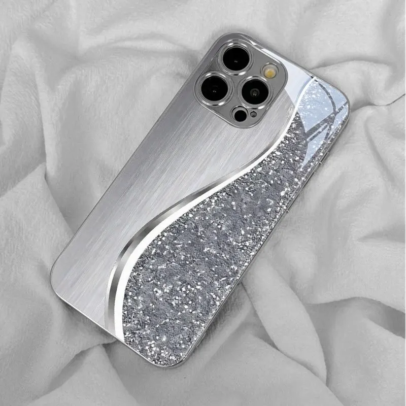 Silver glitter electroplated glass phone case suitable for iPhone 17 16 15 14 13 12 11 Pro/Max/Plus anti drop and shockproof
Silver glitter electroplated glass phone case suitable for iPhone 17 16 15 14 13 12 11 Pro/Max/Plus anti drop and shockproof