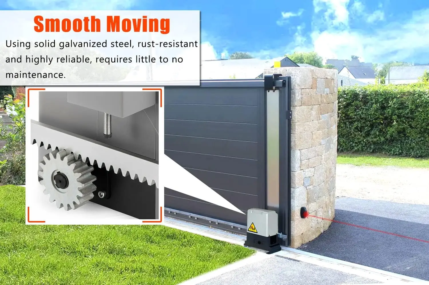 Blütezeit 1800lb Automatic Sliding Gate Opener, 370W Rack Drive Motor with 2 Remote Controls & IR Sensor, 1/2HP Electric Rolling
Blütezeit 1800lb Automatic Sliding Gate Opener, 370W Rack Drive Motor with 2 Remote Controls & IR Sensor, 1/2HP Electric Rolling