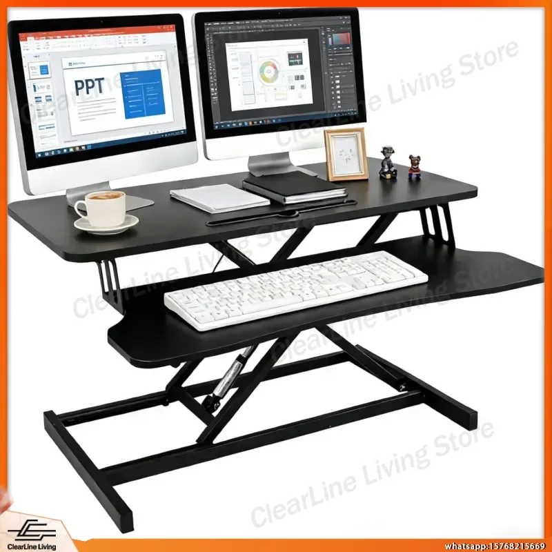 Pneumatic Standing Desk Converter 80x40cm Height Adjustable Sit Stand Up Desk Riser with Wide Keyboard Tray Office Computer
Pneumatic Standing Desk Converter 80x40cm Height Adjustable Sit Stand Up Desk Riser with Wide Keyboard Tray Office Computer