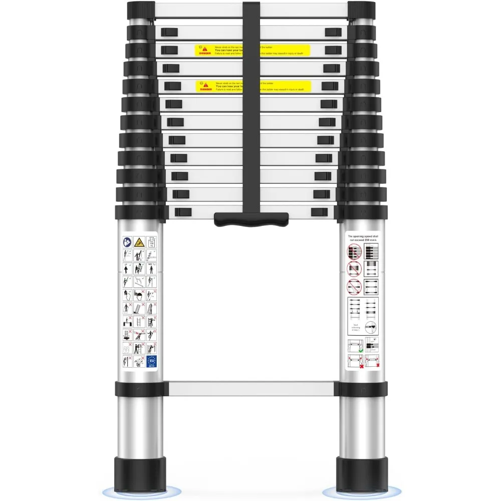 Telescoping Ladder,12.5 FT Extension Ladder, Heavy Duty 330lbs Max Capacity, Multi-Purpose Collapsible Ladder for RV or Outdoor
Telescoping Ladder,12.5 FT Extension Ladder, Heavy Duty 330lbs Max Capacity, Multi-Purpose Collapsible Ladder for RV or Outdoor