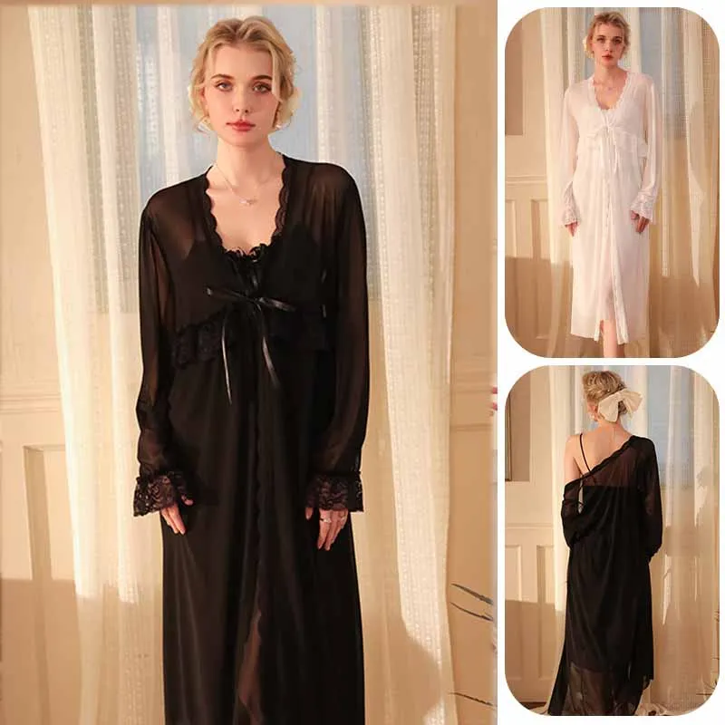 Black Women Mesh Lace Sleepwear Robe Summer Spaghetti Strap Home Clothes Nightdress Elegant Loose Home Dress Nightgown
Black Women Mesh Lace Sleepwear Robe Summer Spaghetti Strap Home Clothes Nightdress Elegant Loose Home Dress Nightgown