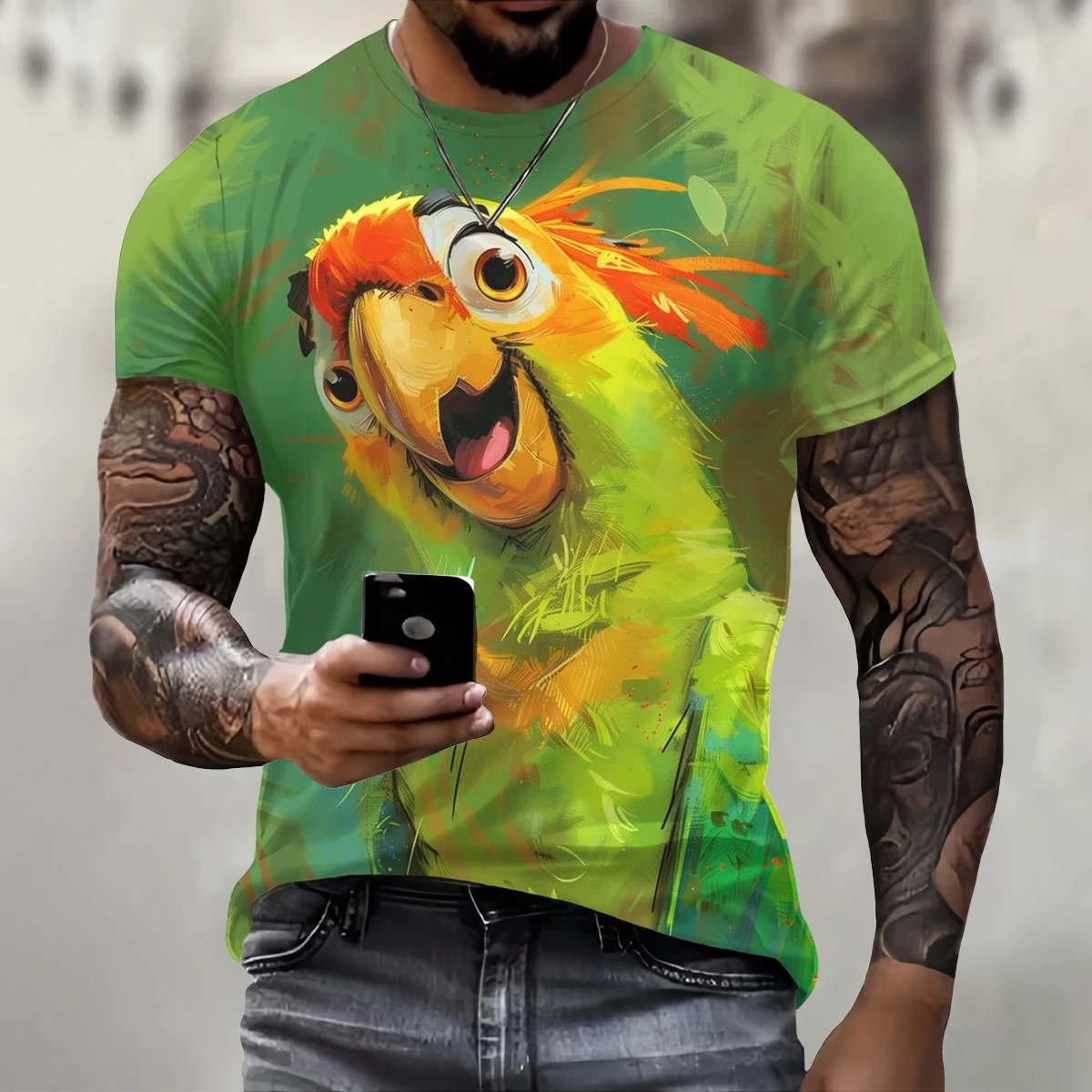 Funny 3D Parrot Print T Shirt For Men Street Trend Hip Hop Clothing Casual O-neck Short Sleeve T-Shirt Fashion Loose Summer Tops
Funny 3D Parrot Print T Shirt For Men Street Trend Hip Hop Clothing Casual O-neck Short Sleeve T-Shirt Fashion Loose Summer Tops
