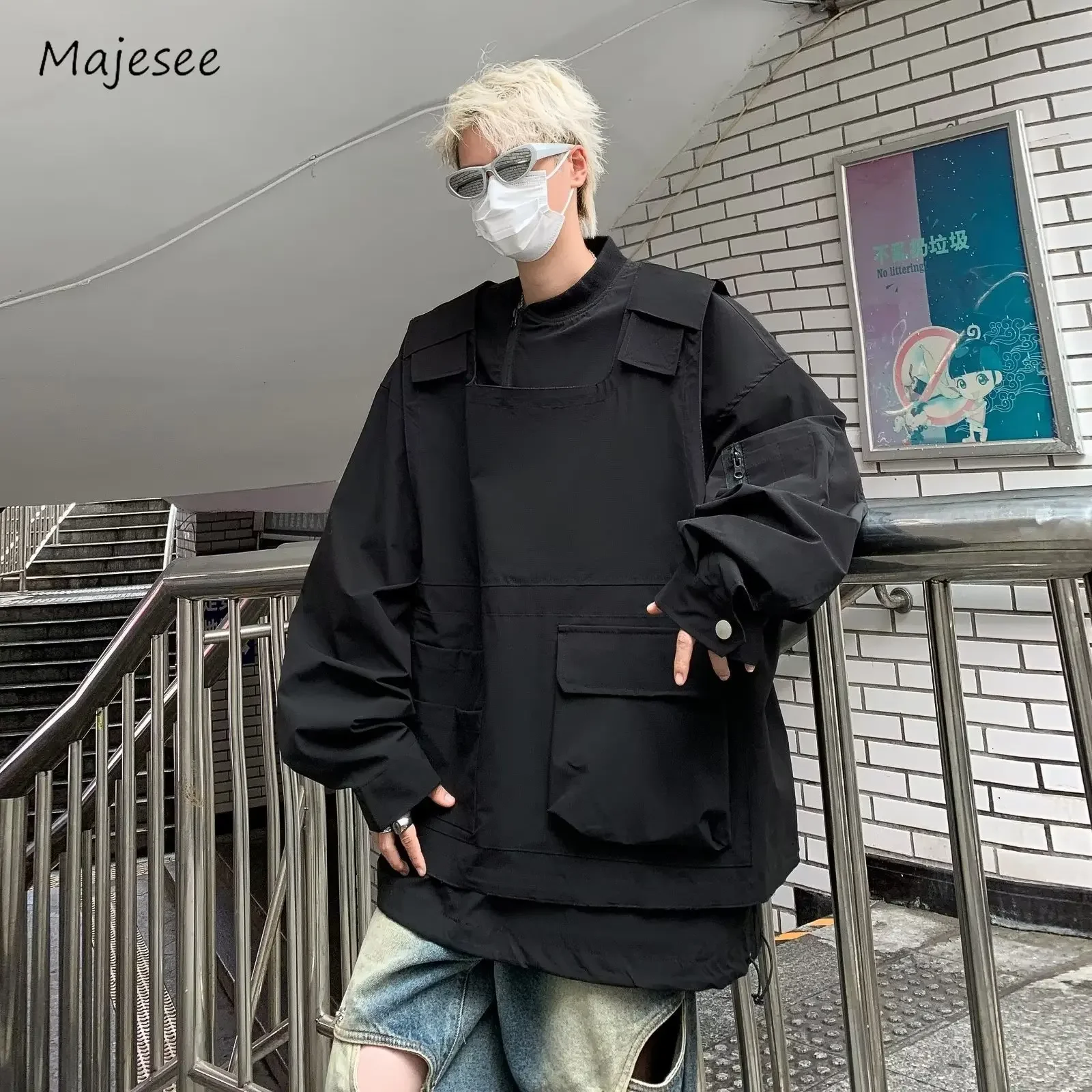 Solid Jackets Men True Two Pieces Vest Sporty Japanese Style Loose All-match Daily High Street Hip Hop Simple Handsome Autumn
Solid Jackets Men True Two Pieces Vest Sporty Japanese Style Loose All-match Daily High Street Hip Hop Simple Handsome Autumn