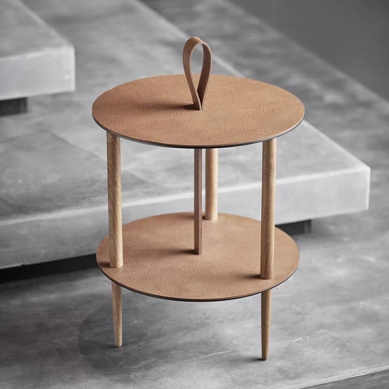 Light luxury oak leather round table double living room balcony table small coffee table movable
Light luxury oak leather round table double living room balcony table small coffee table movable