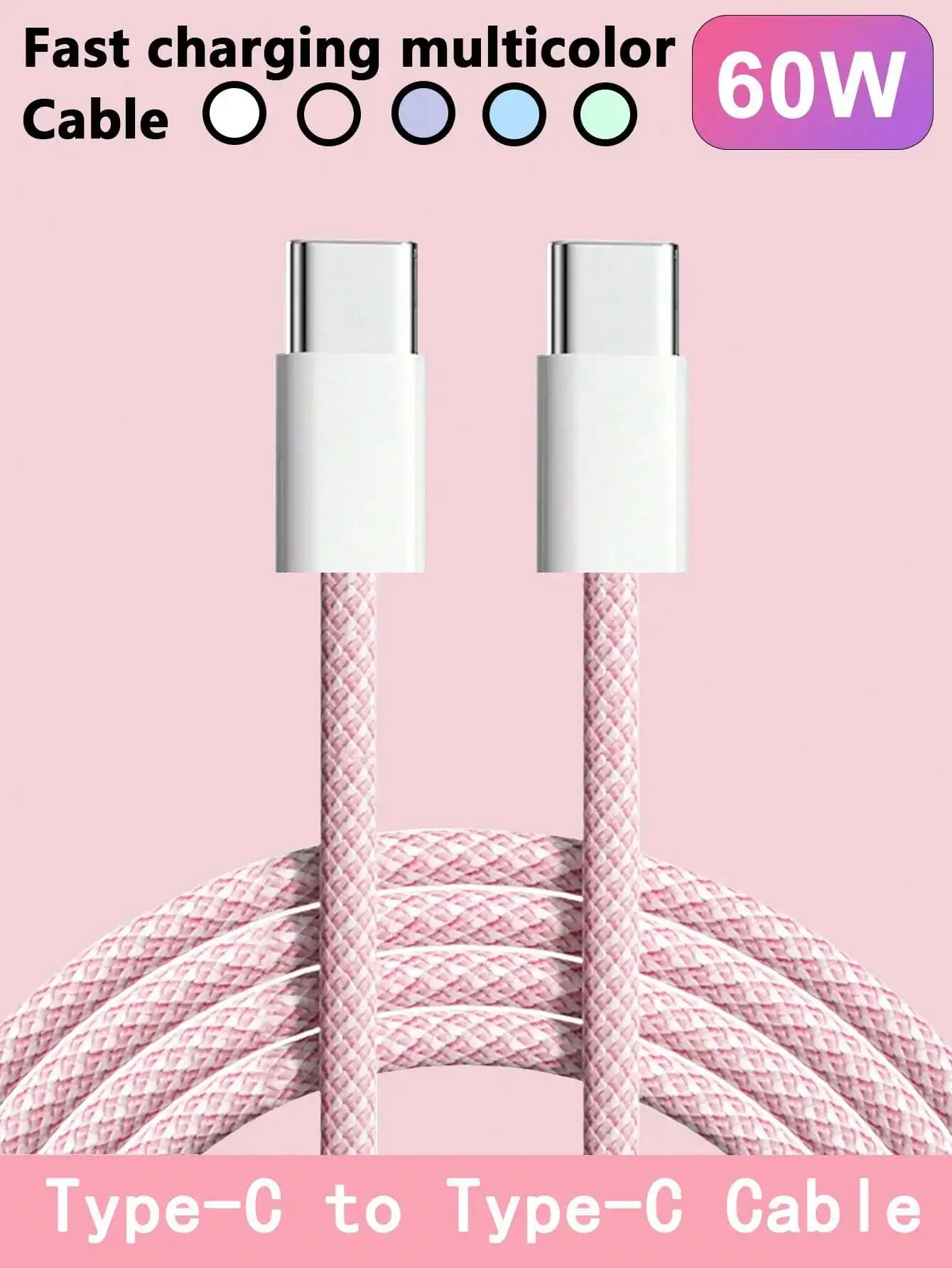 Durable Multicolor USB-C Charging Sync Cable 60W High Power Fast Charging Wire Universal Portable Phone Charger Accessory
Durable Multicolor USB-C Charging Sync Cable 60W High Power Fast Charging Wire Universal Portable Phone Charger Accessory