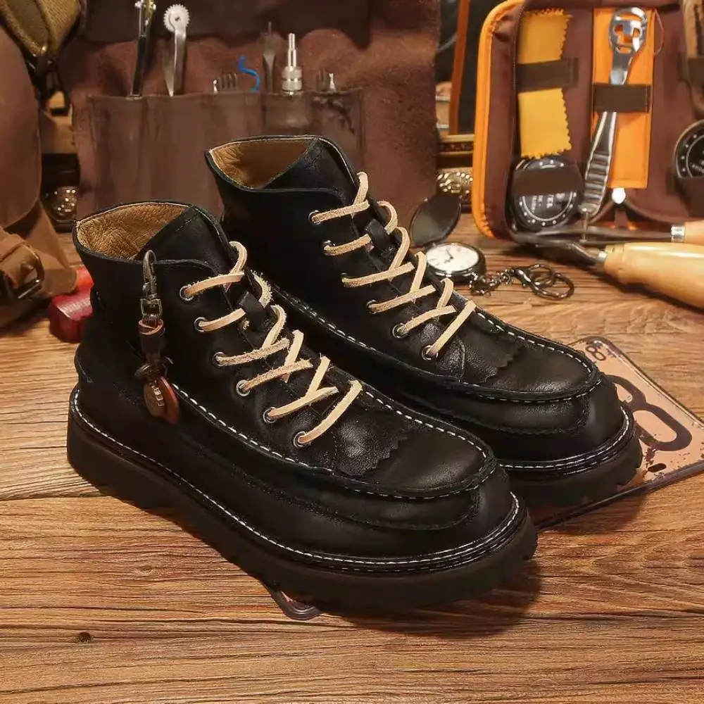Vintage Motorcycle Boots Men Cow Leather Ankle Boots Retro British Style Durable Durable Outdoor Work Shoes Male Boots
Vintage Motorcycle Boots Men Cow Leather Ankle Boots Retro British Style Durable Durable Outdoor Work Shoes Male Boots