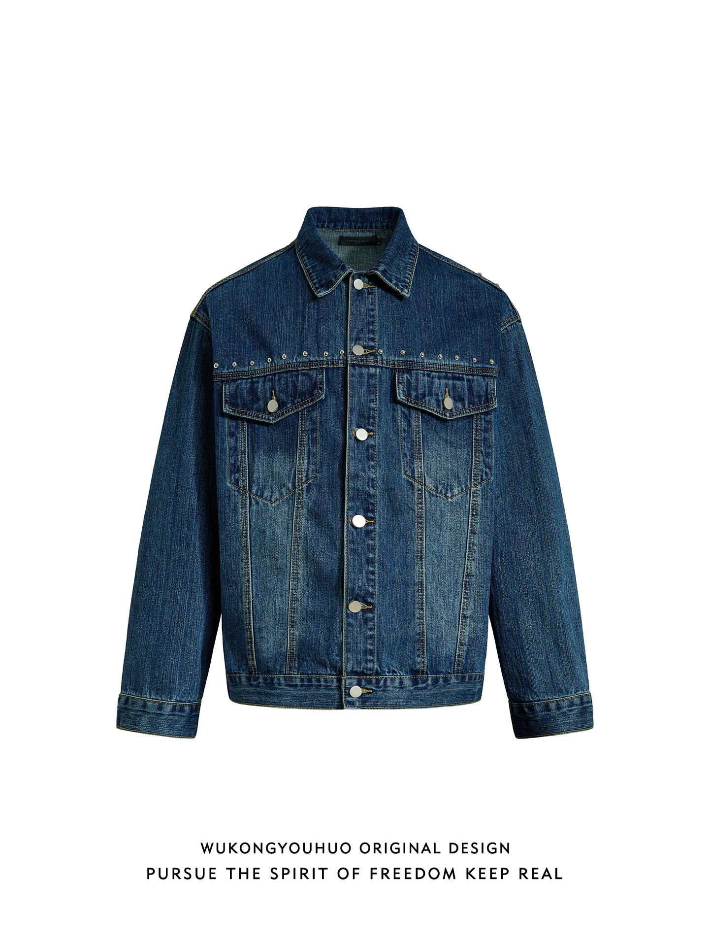 Ретро-джинсовая куртка в американском стиле, свободного кроя, с заклепками, для повседневной носки молодежью
Ретро-джинсовая куртка в американском стиле, свободного кроя, с заклепками, для повседневной носки молодежью