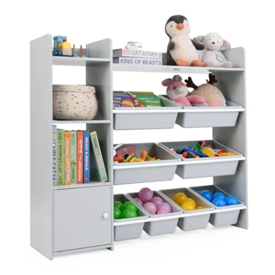 Toy Storage Organizer with 8 Storage Boxes and 2 Open Shelves Gray Cabinet with Door for Playroom 's Room Daycare
Toy Storage Organizer with 8 Storage Boxes and 2 Open Shelves Gray Cabinet with Door for Playroom 's Room Daycare